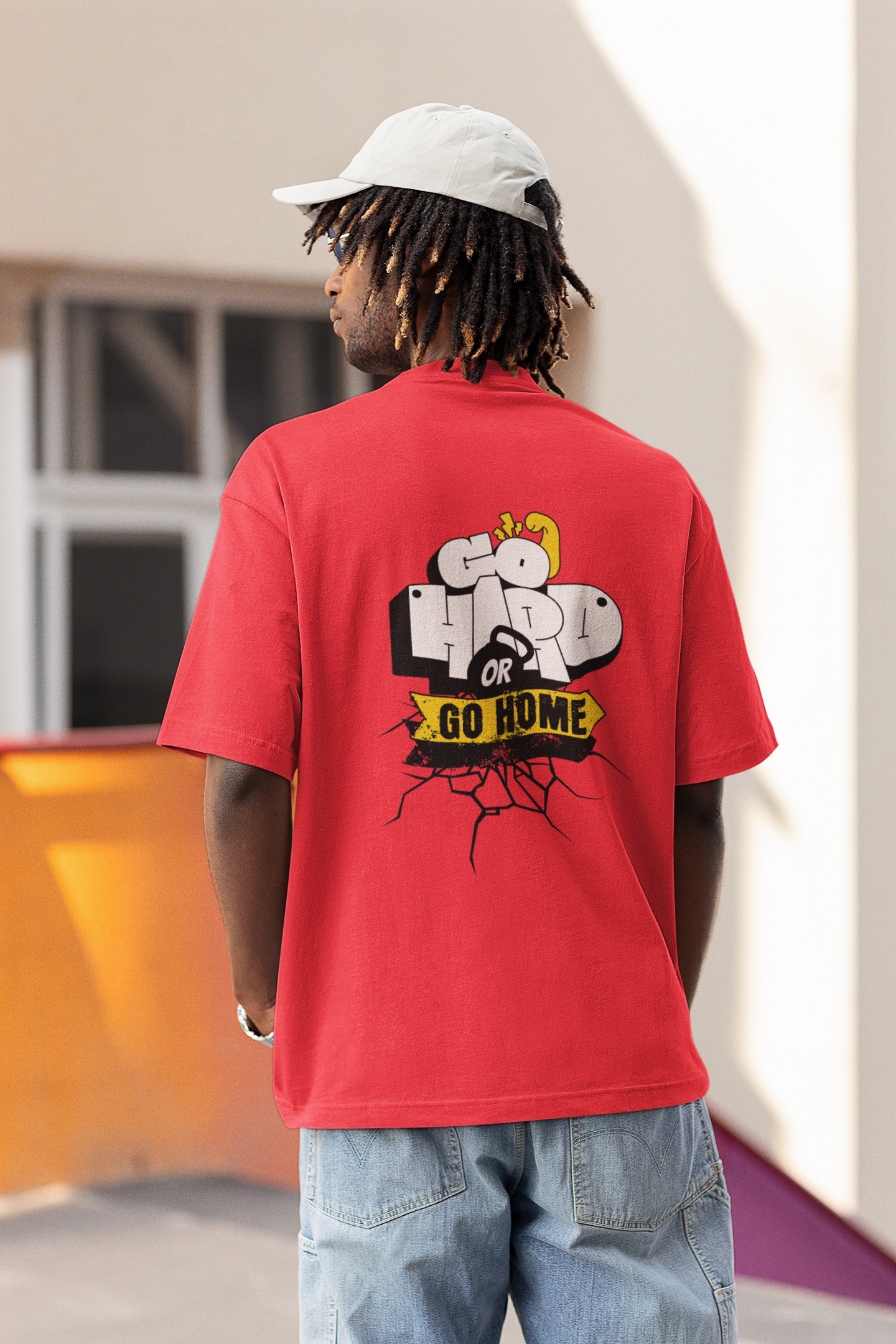 Cardio Graphic Unisex Red Oversized T-Shirt