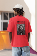 Created With a Purpose Half Sleeve Red Oversized T-Shirt for Men by Hello Swanky