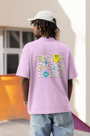 Enjoy Every Moment Half Sleeve Lavender Oversized T-Shirt for Men by Hello Swanky