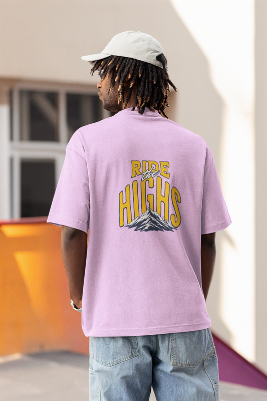 Ride the highs unisex lavender oversized t-shirt