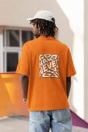 Never Give Up Half Sleeve Orange Oversized T-Shirt for Men by Hello Swanky