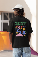 Serenity Half Sleeve Black Oversized T-Shirt for Men by Hello Swanky