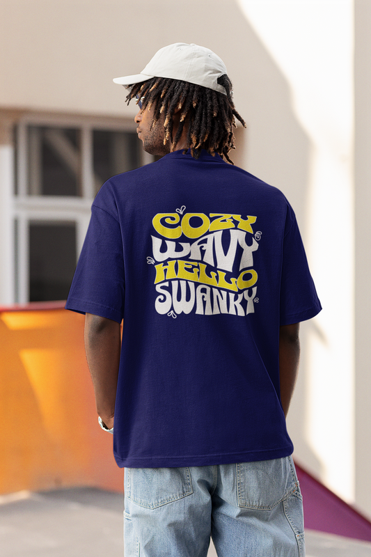 Cozy Wavy Unisex Navy Blue Oversized T-Shirt