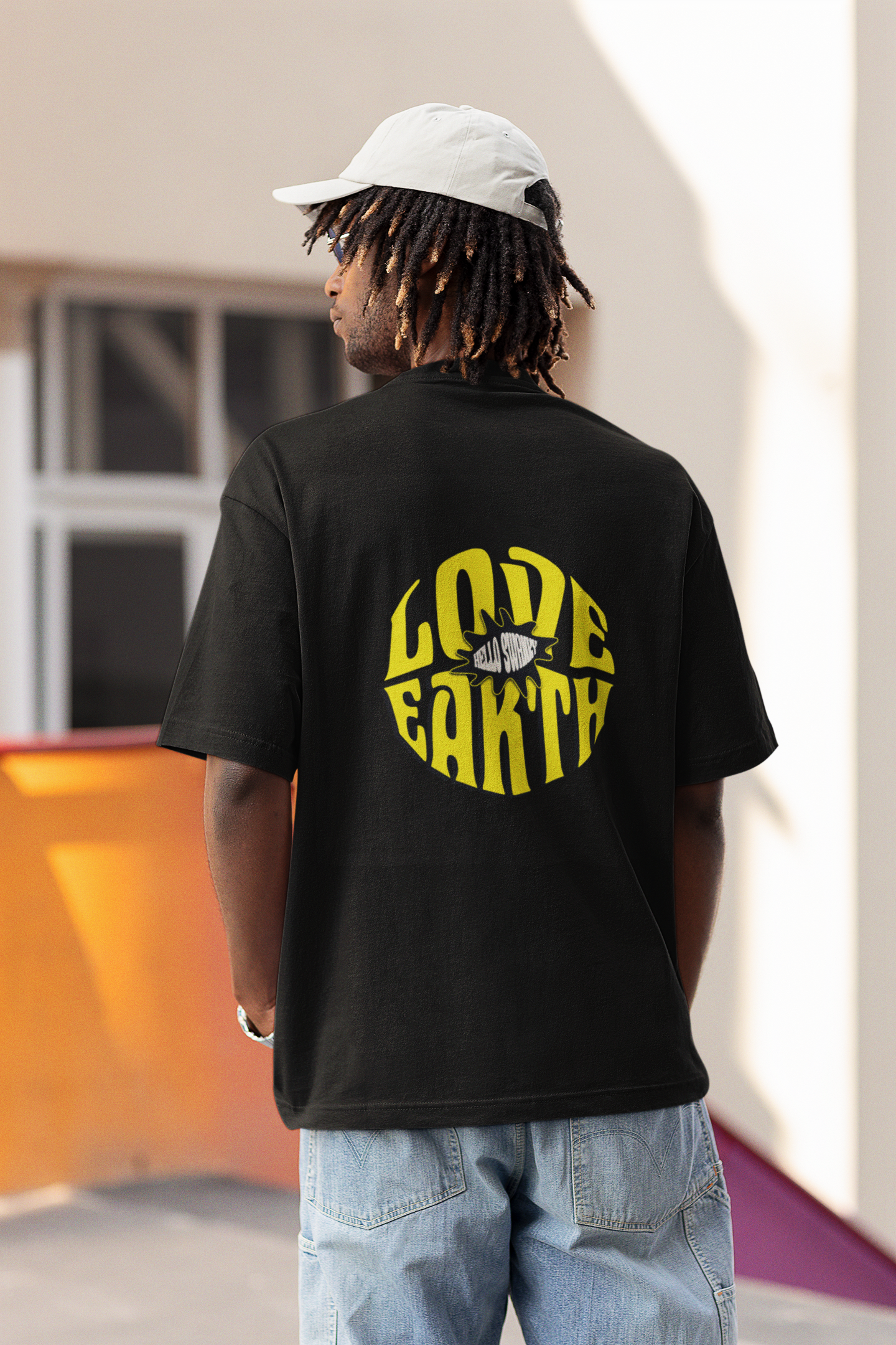 Love earth unisex black oversized t-shirt