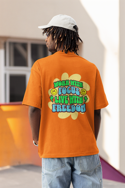 Live with freedom unisex orange oversized t-shirt