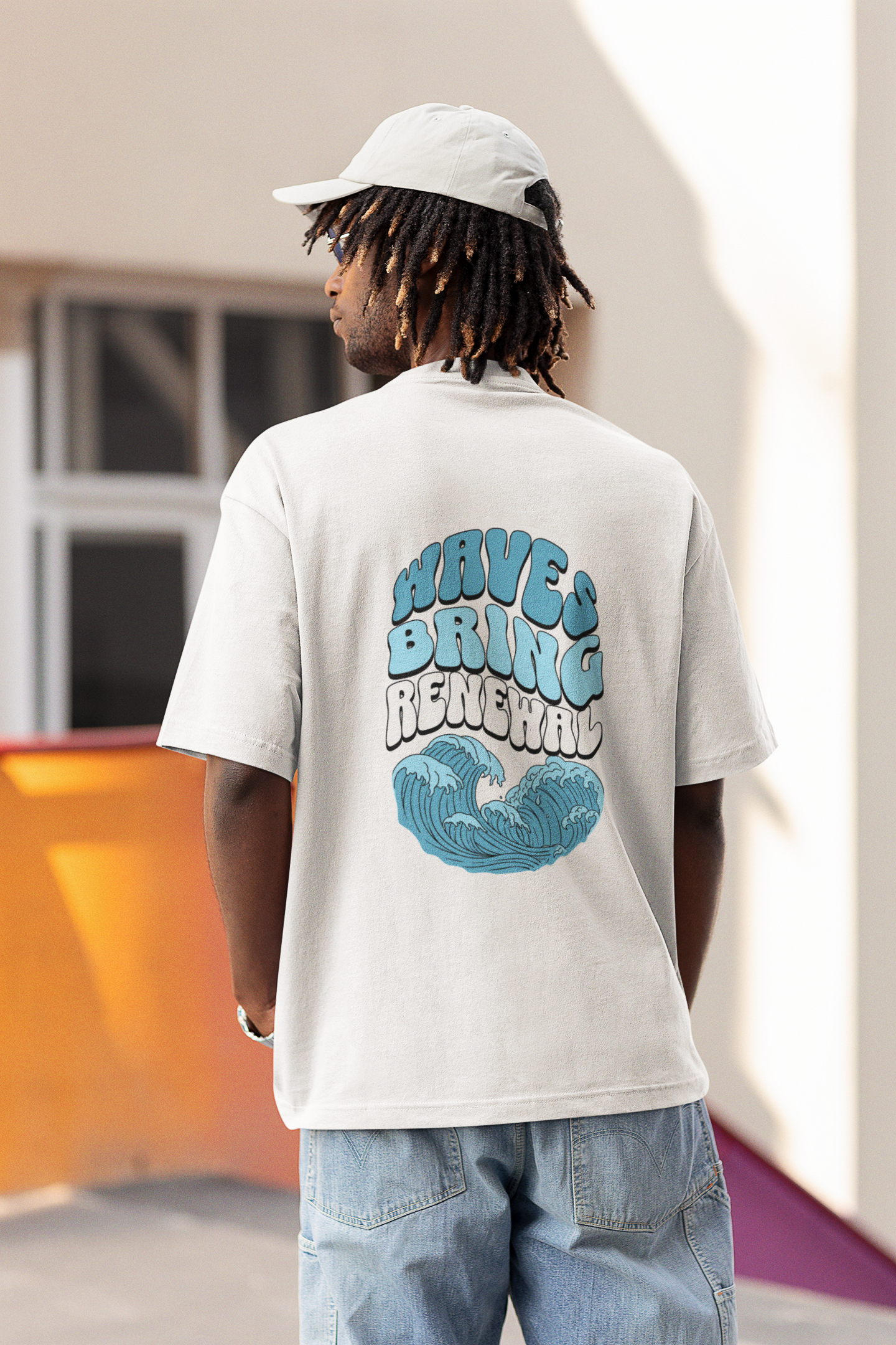 Waves bring renewal unisex white oversized t-shirt