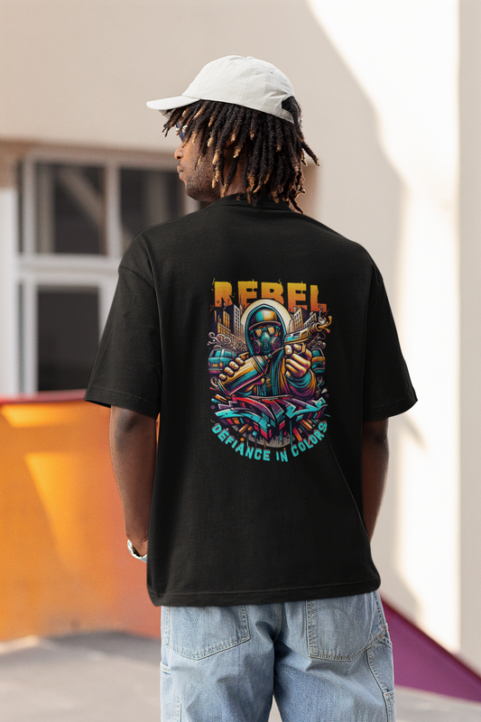Rabel Oversized T-Shirt for Men Black Relaxed Fit Daily Wear