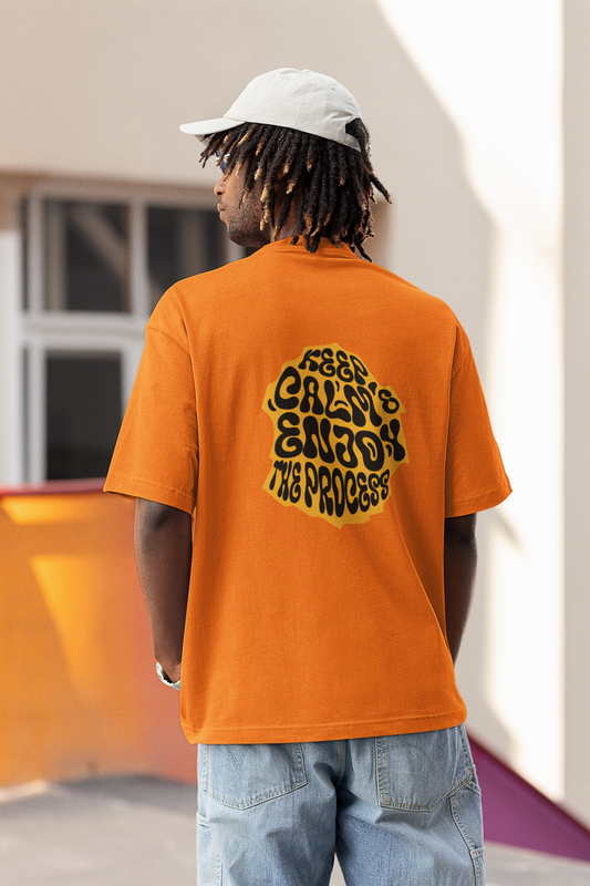 Keep Calm Orange Oversized T-Shirt Bold and Stylish Design