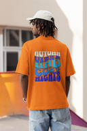 Autumn Vibes Half Sleeve Orange Oversized T-Shirt for Men by Hello Swanky