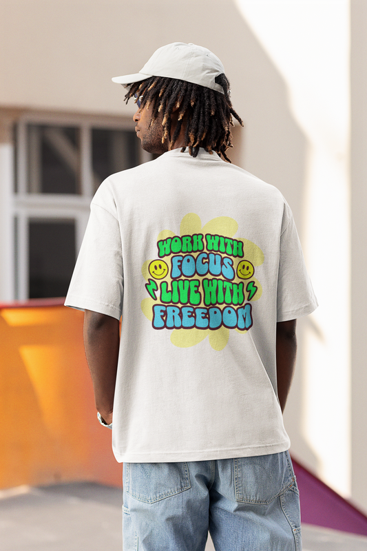 Live with freedom unisex white oversized t-shirt