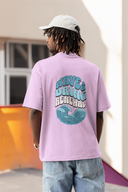 Waves Bring Renewal Half Sleeve Lavender Oversized T-Shirt for Men by Hello Swanky