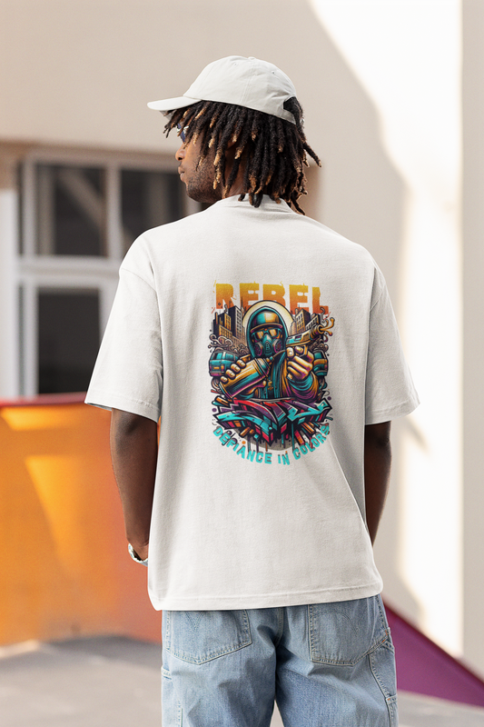 Rabel Oversized T-Shirt for Men White Half Sleeve Casual Tee