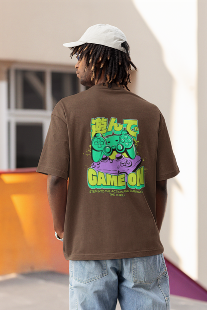 Game On Unisex Brown Oversized T-Shirt Streetwear Tee