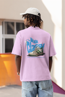 Classy Walk Half Sleeve Lavender Oversized T-Shirt for Men by Hello Swanky