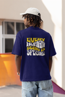 Human Being Half Sleeve Navy Blue Oversized T-Shirt for Men by Hello Swanky