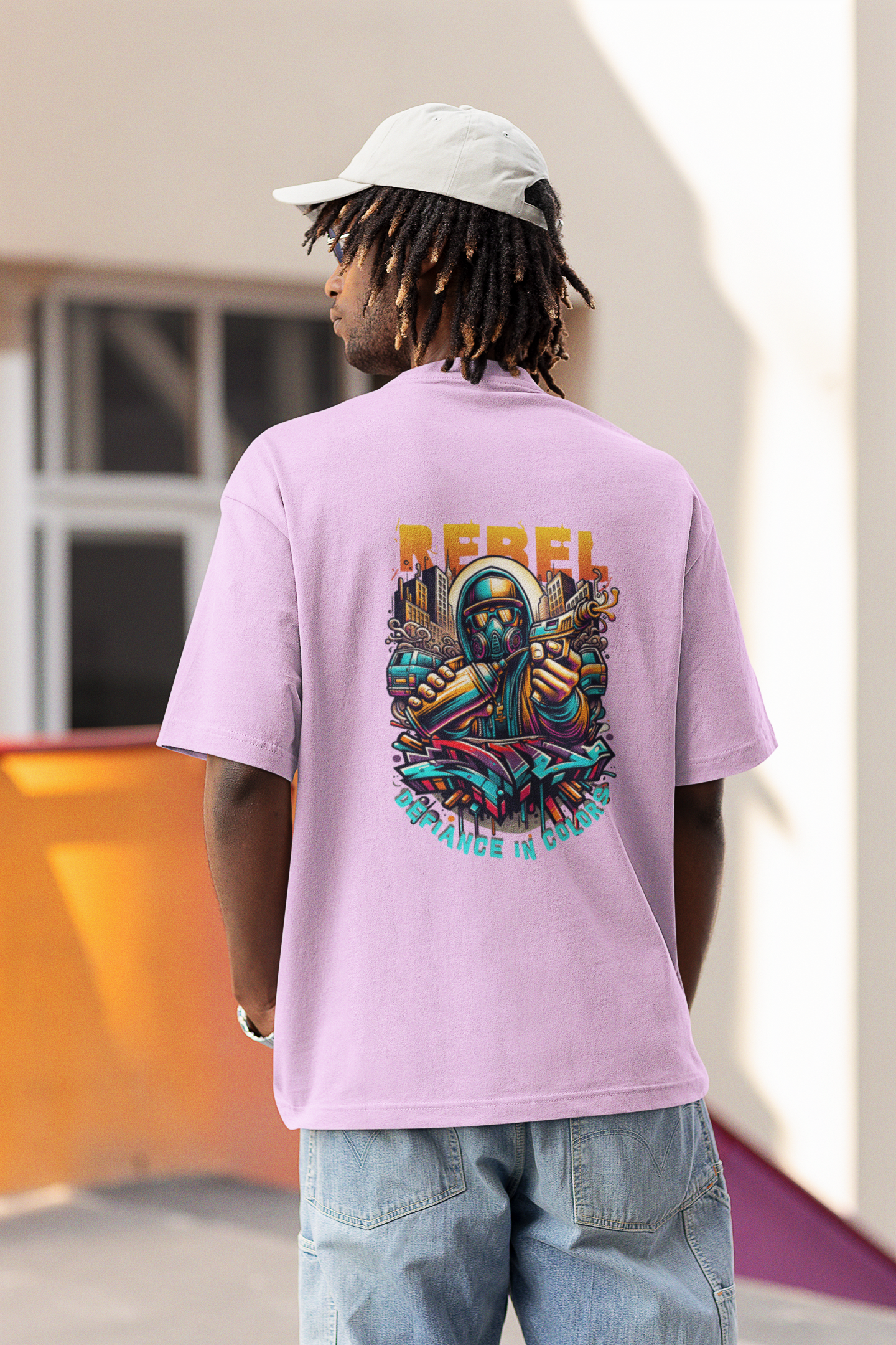 Rabel Oversized T-Shirt for Men Lavender Graphic Casual Tee