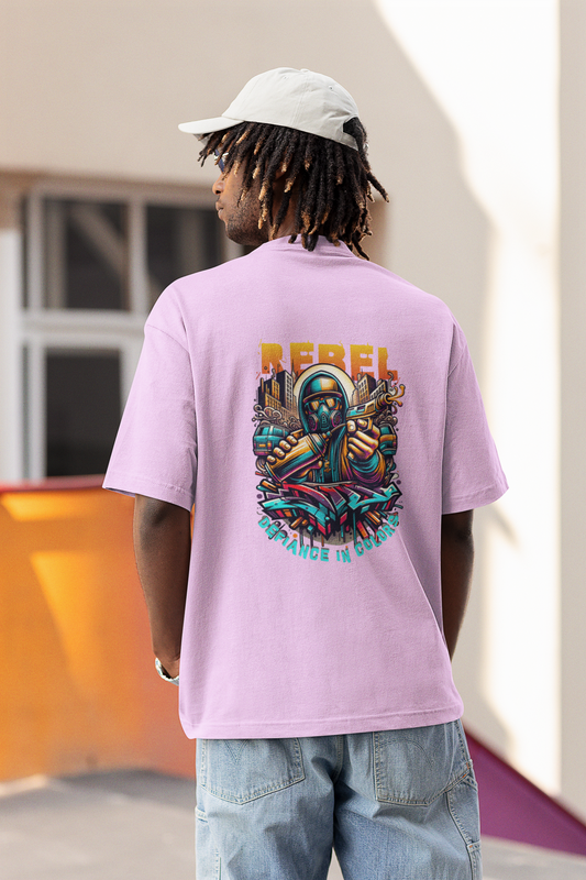 Rabel Oversized T-Shirt for Men Lavender Graphic Casual Tee