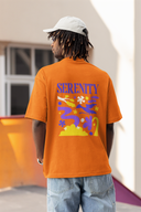 Serenity Half Sleeve Orange Oversized T-Shirt for Men by Hello Swanky