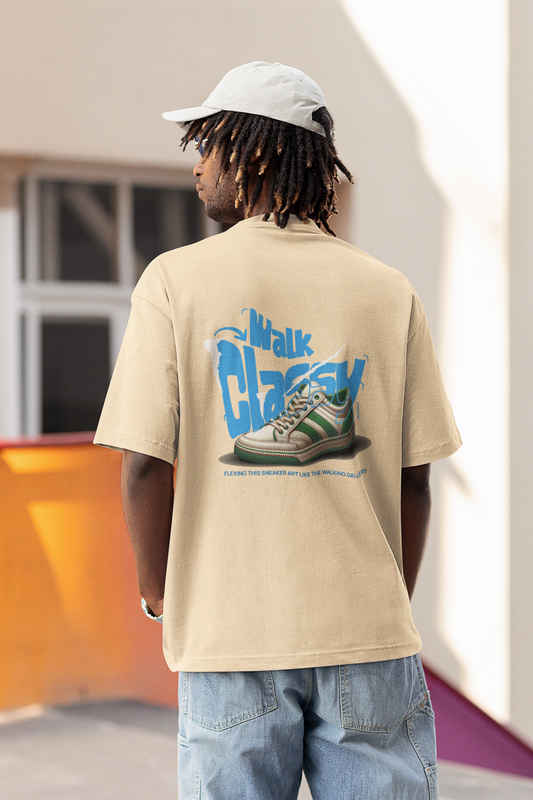 Classy Walk Unisex Beige Oversized T-Shirt Stylish Comfort Fit