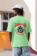 Eye Half Sleeve Saga Green Oversized T-Shirt for Men by Hello Swanky