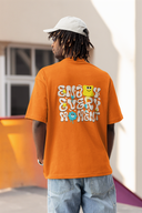 Enjoy Every Moment Half Sleeve Orange Oversized T-Shirt for Men by Hello Swanky