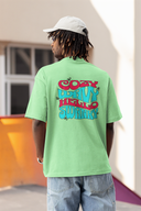 Cozy Wavy Half Sleeve Saga Green Oversized T-Shirt for Men by Hello Swanky