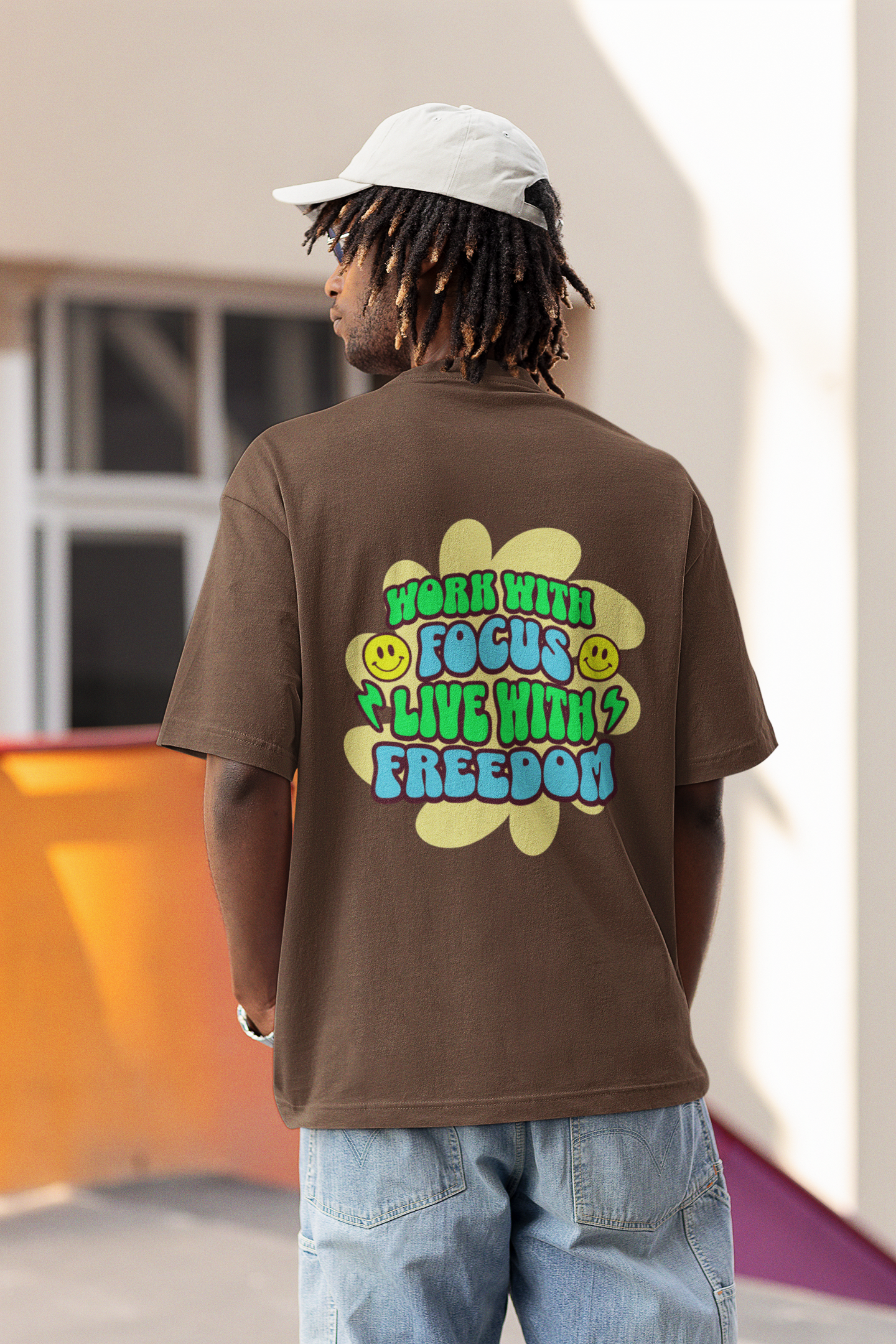 Live with freedom unisex brown oversized t-shirt