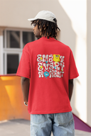 Enjoy Every Moment Half Sleeve Red Oversized T-Shirt for Men by Hello Swanky