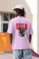 Angry Reven Half Sleeve Lavender Oversized T-Shirt for Men by Hello Swanky