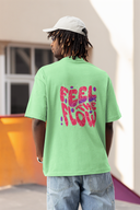 Feel The Flow Sleeve Saga Green Oversized T-Shirt for Men by Hello Swanky