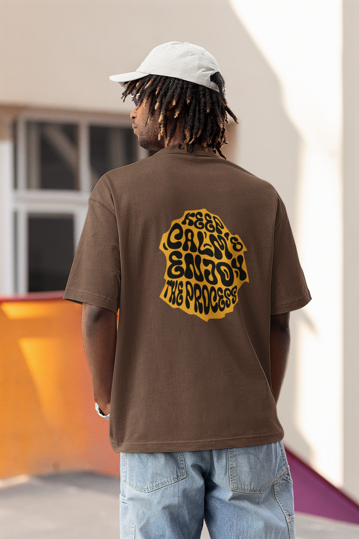 Keep Calm Unisex Brown Oversized T-Shirt