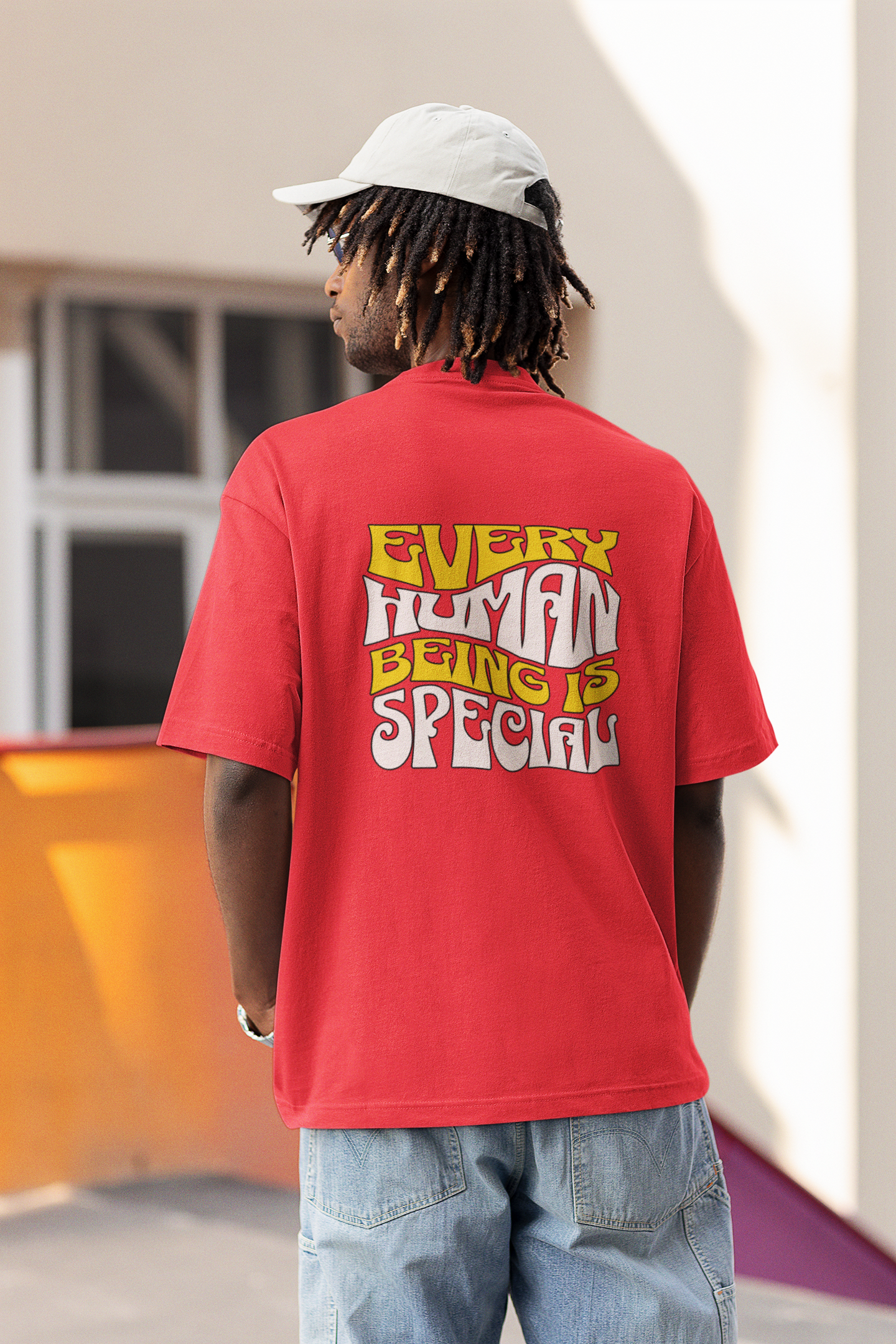 Human Being Unisex Red Oversized T-Shirt Stylish Wear