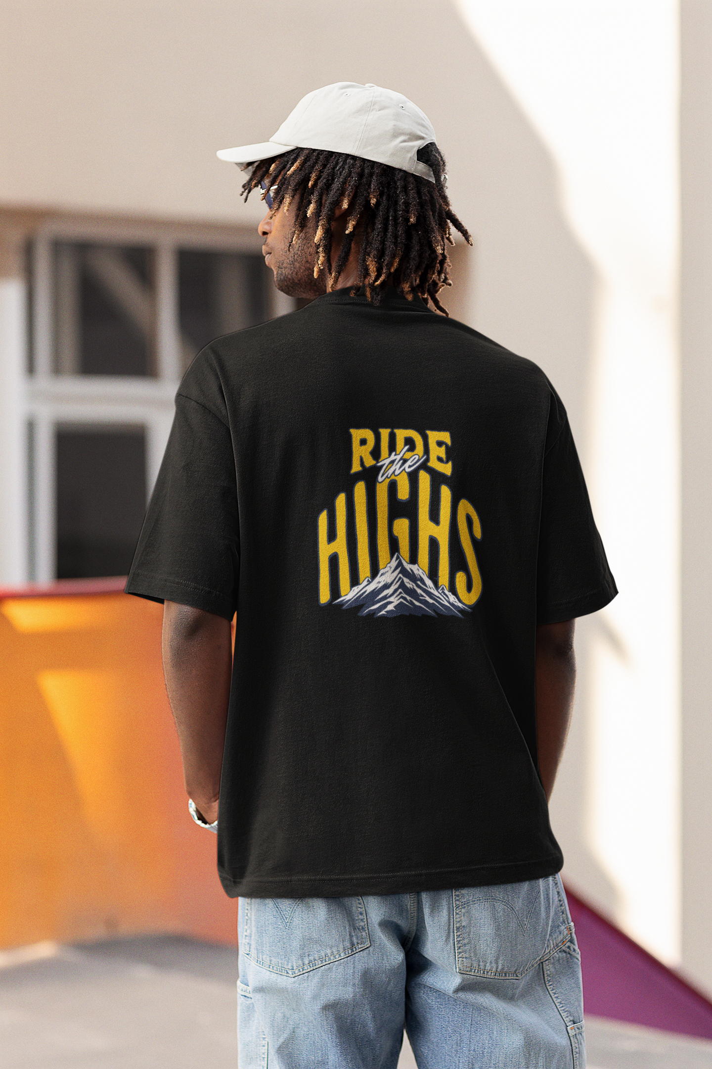 Ride the highs unisex black oversized t-shirt