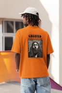 Created With a Purpose Half Sleeve Orange Oversized T-Shirt for Men by Hello Swanky