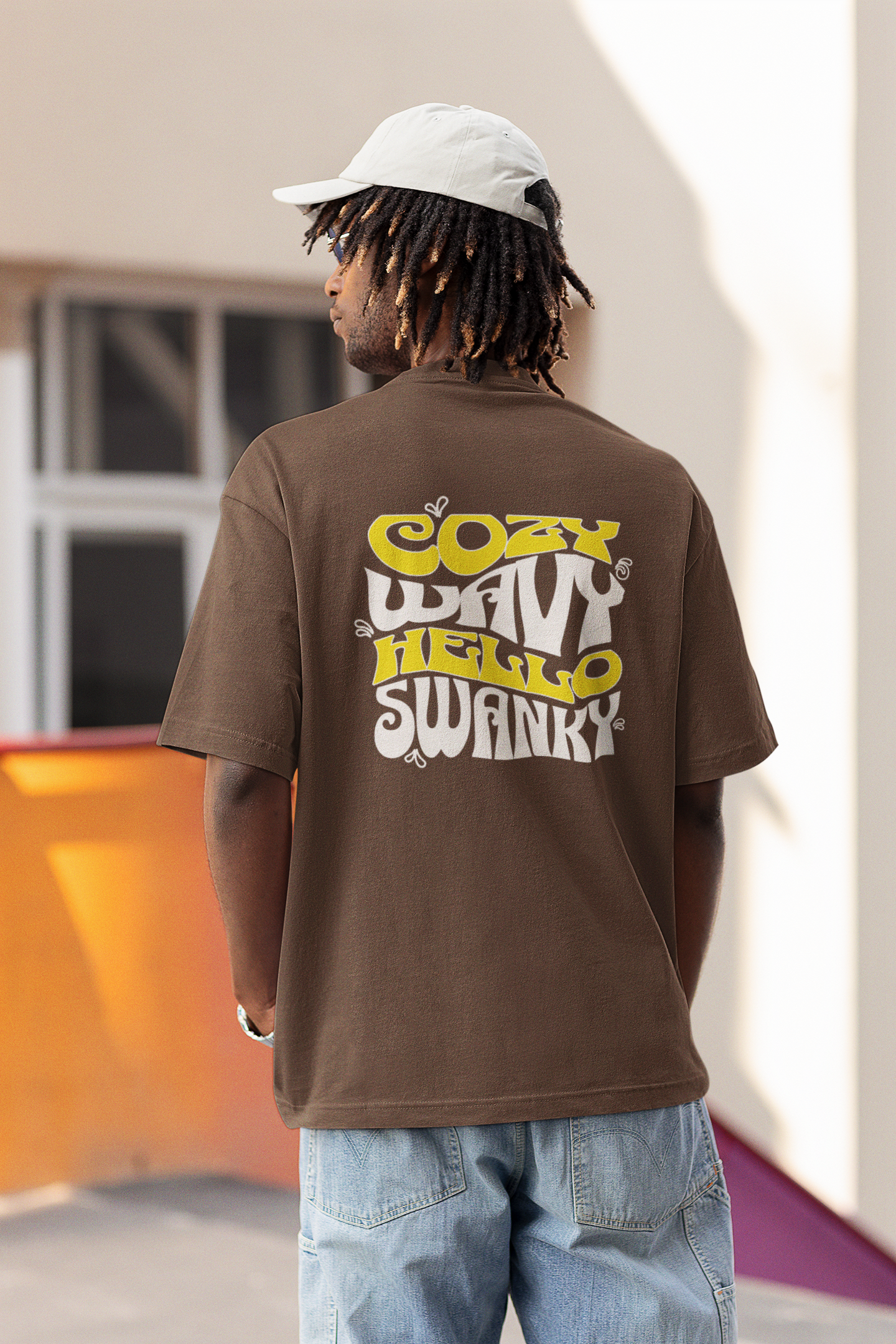 Cozy Wavy Unisex Brown Oversized T-Shirt Relaxed Streetwear