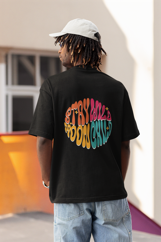 Stay Wild Fish Graphic Black Unisex Oversized T-Shirt Online Today