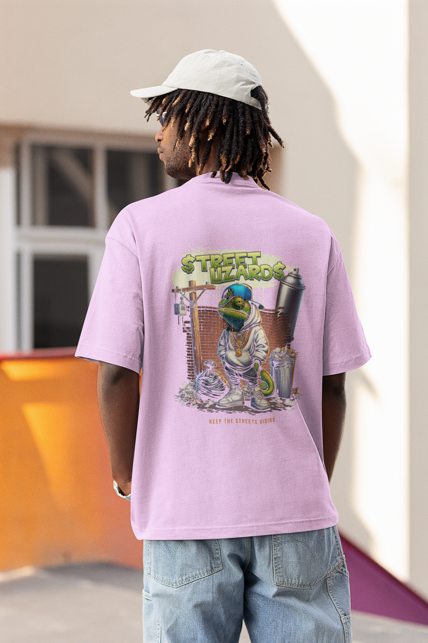 Street Lizard Unisex Lavender Oversized T-Shirt