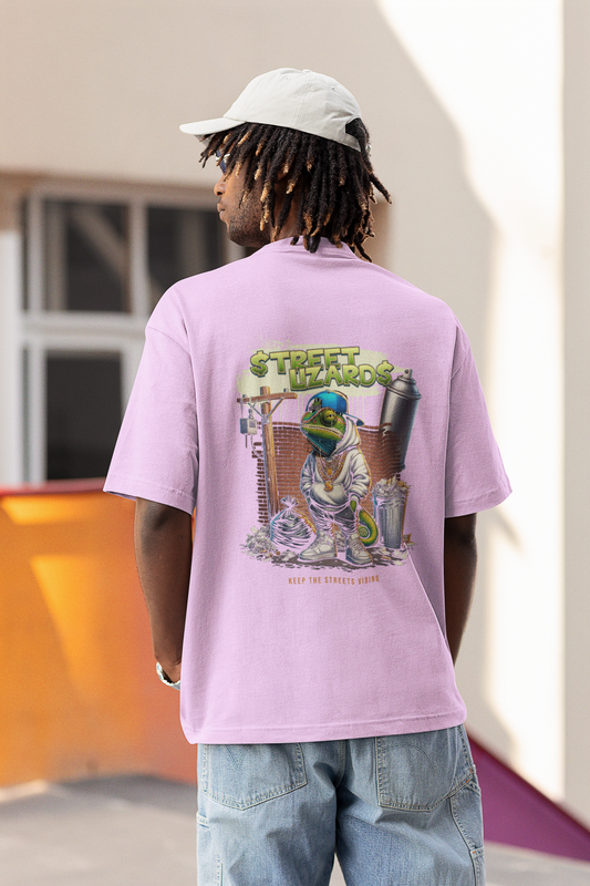 Street Lizard Lavender Oversized T-Shirt Unisex Casual Tees