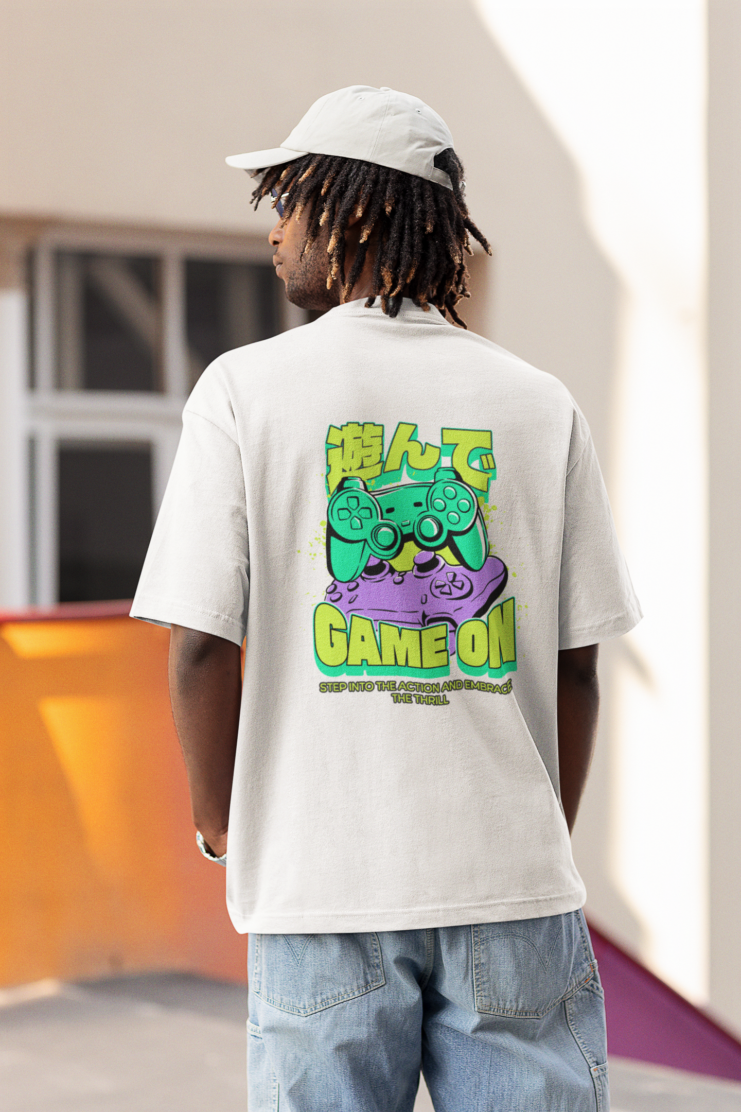 Game On Unisex White Oversized T-Shirt – Gamer Streetwear