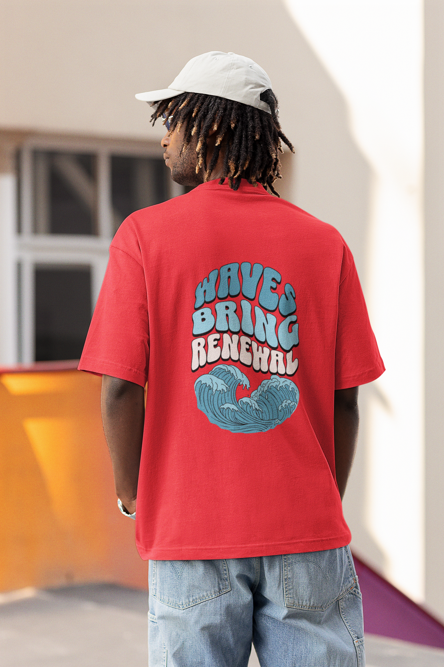 Waves bring renewal unisex red oversized t-shirt