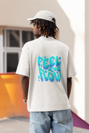 Feel The Flow Sleeve White Oversized T-Shirt for Men by Hello Swanky