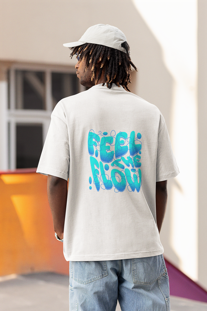 Feel the flow unisex white oversized t-shirt