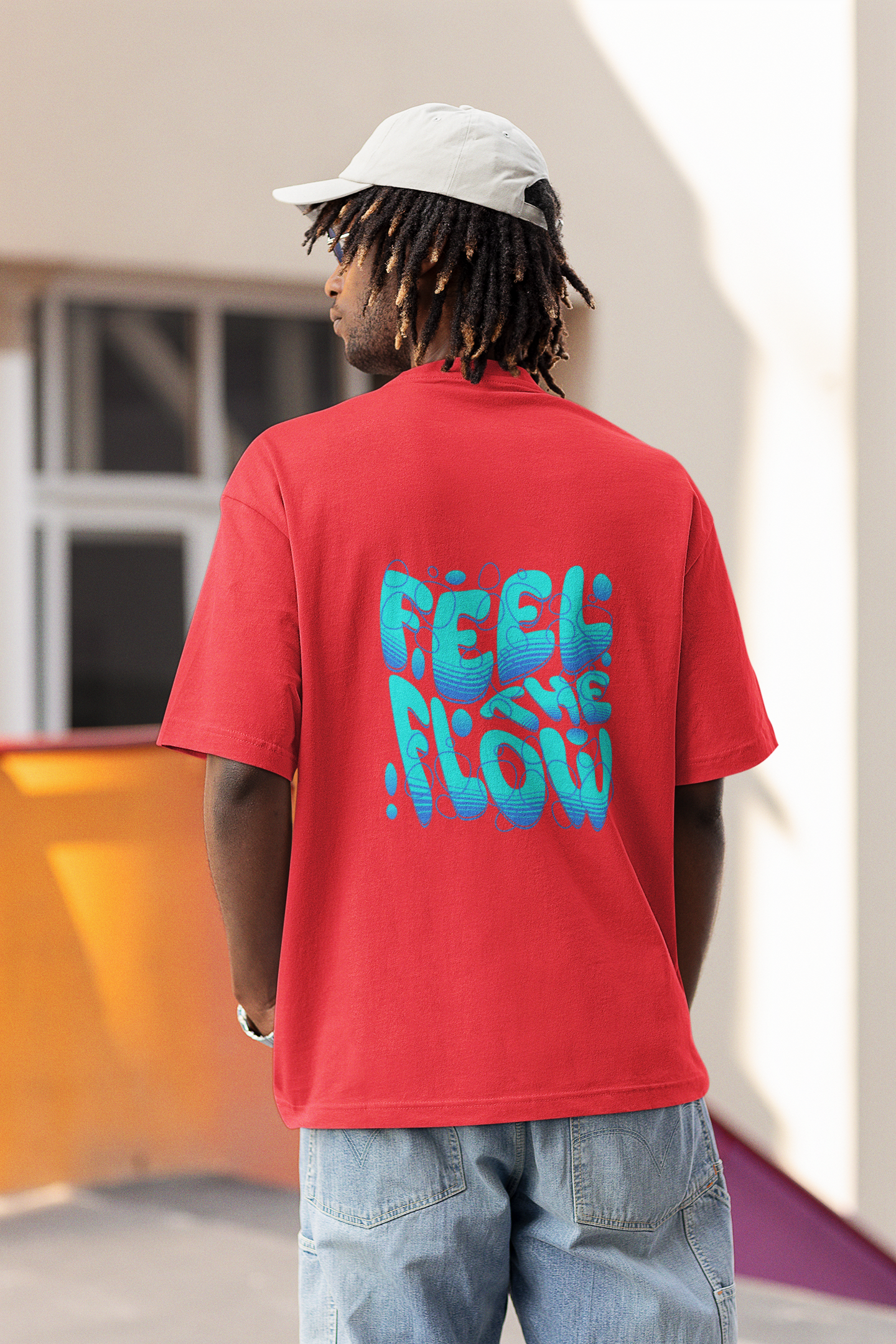 Feel the flow unisex red oversized t-shirt