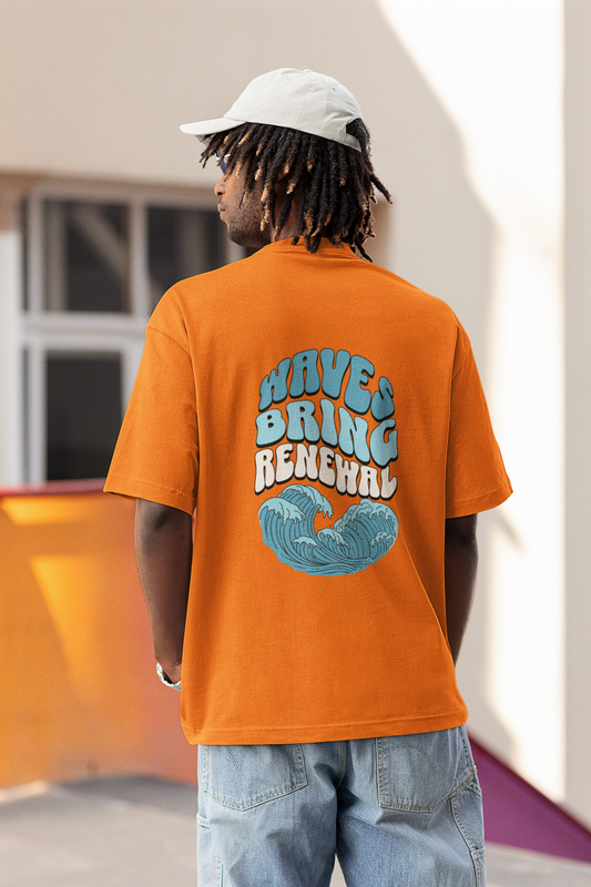 Waves bring renewal unisex orange oversized t-shirt