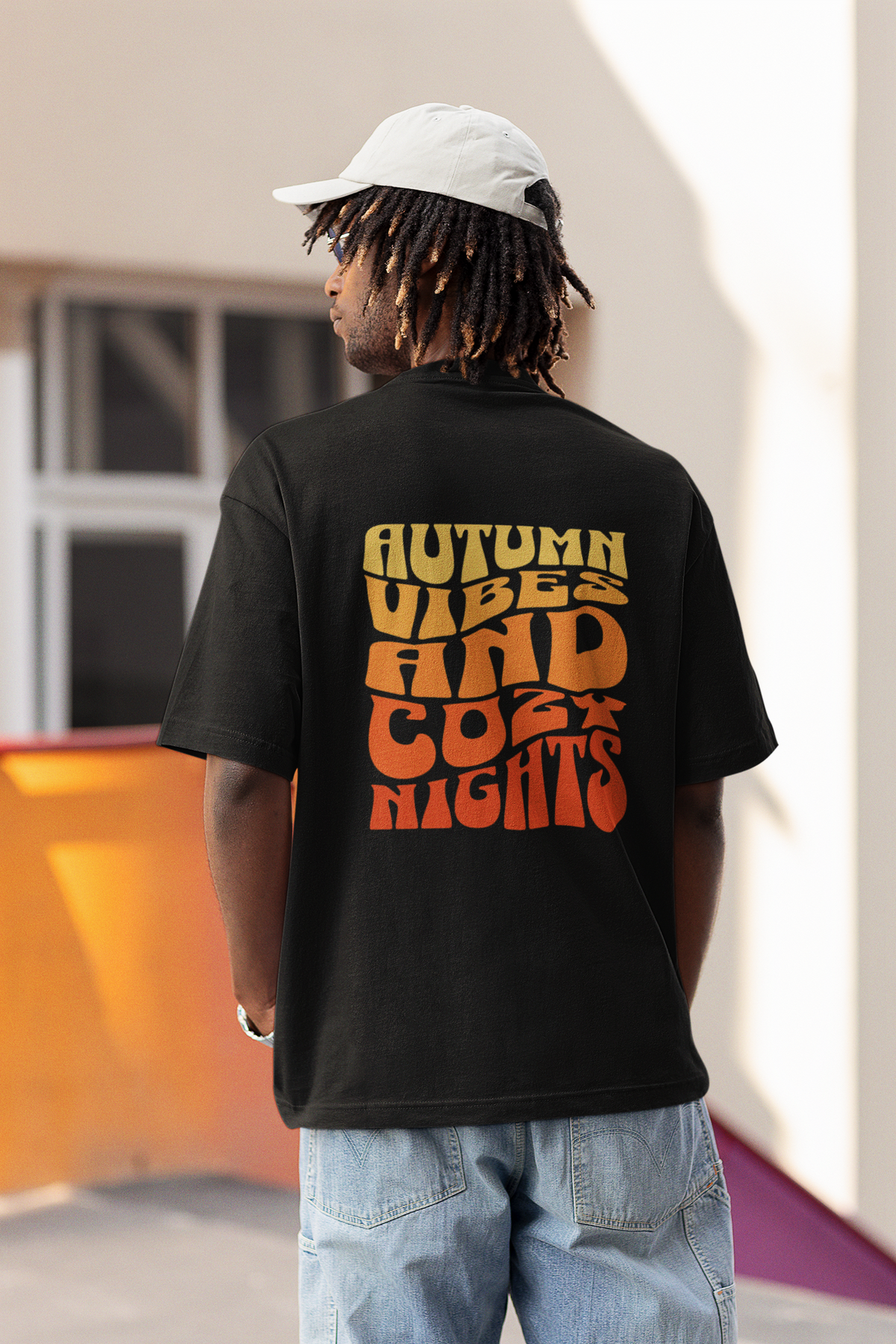 Autumn Vibes Unisex Black Oversized T-Shirt