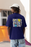 Enjoy Every Moment Half Sleeve Navy Blue Oversized T-Shirt for Men by Hello Swanky