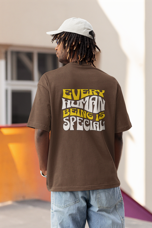 Human Being Unisex Brown Oversized T-Shirt Stylish Wear