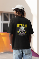 Let's Play Half Sleeve Black Oversized T-Shirt for Men by Hello Swanky