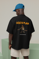 God's Plan Half Sleeve Oversized Black T-Shirt for Men by Hello Swanky