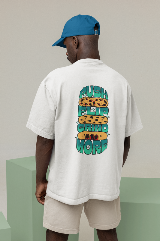 Grind unisex white oversized t-shirt